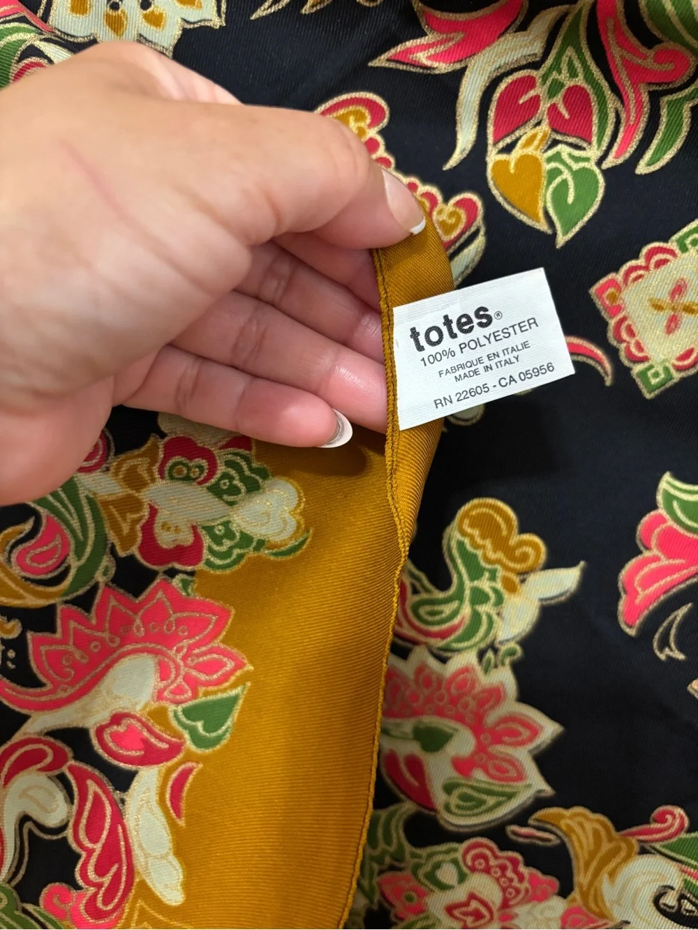 Totes Black Floral Paisley Square Scarf